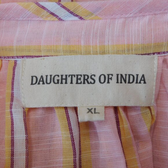 Daughters of India Poet Blouse | Pink Sorbet | Stripes | Boho | VGUC | XL - Picture 7 of 10